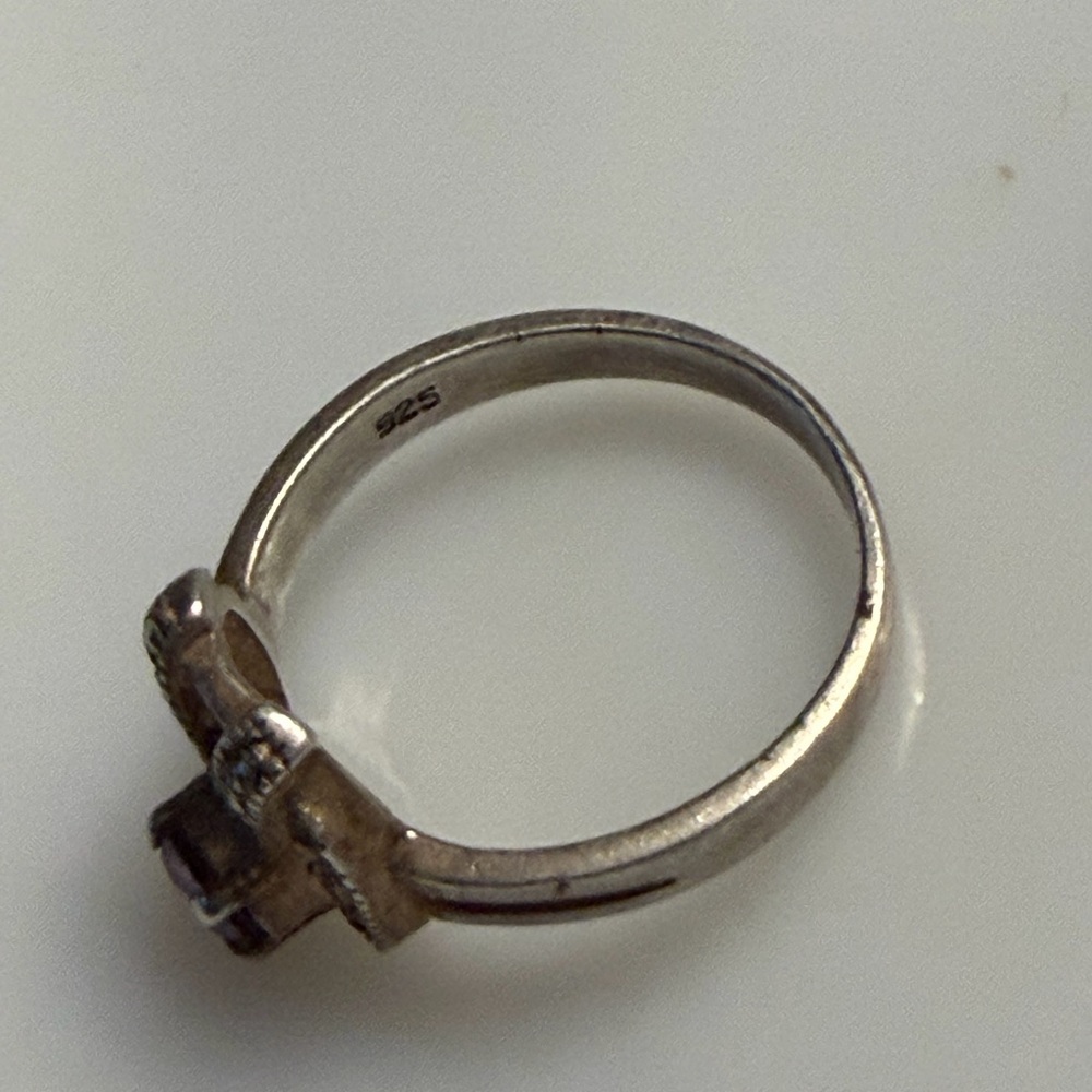 Vintage sterling stamped 925 silver amethyst ring with peridot stones Art Deco - Picture 2 of 6